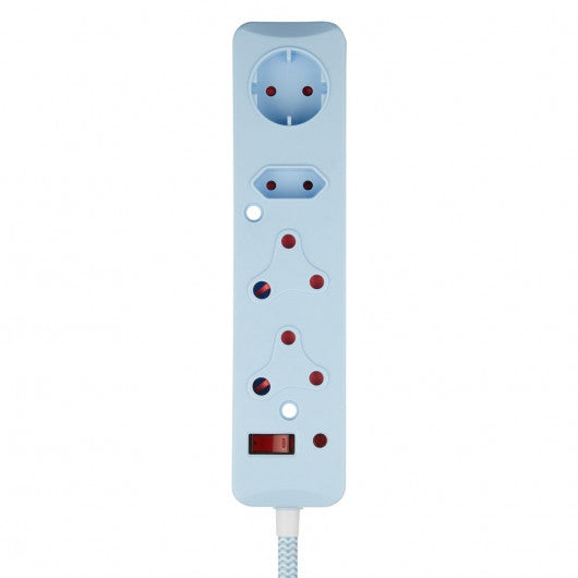 4 Way Medium Surge Protected Multiplug 0.5M Braided Cord Blue