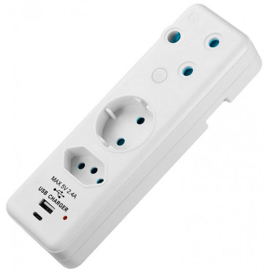 3 Way Schuko Multi-Plug with USB-C/A