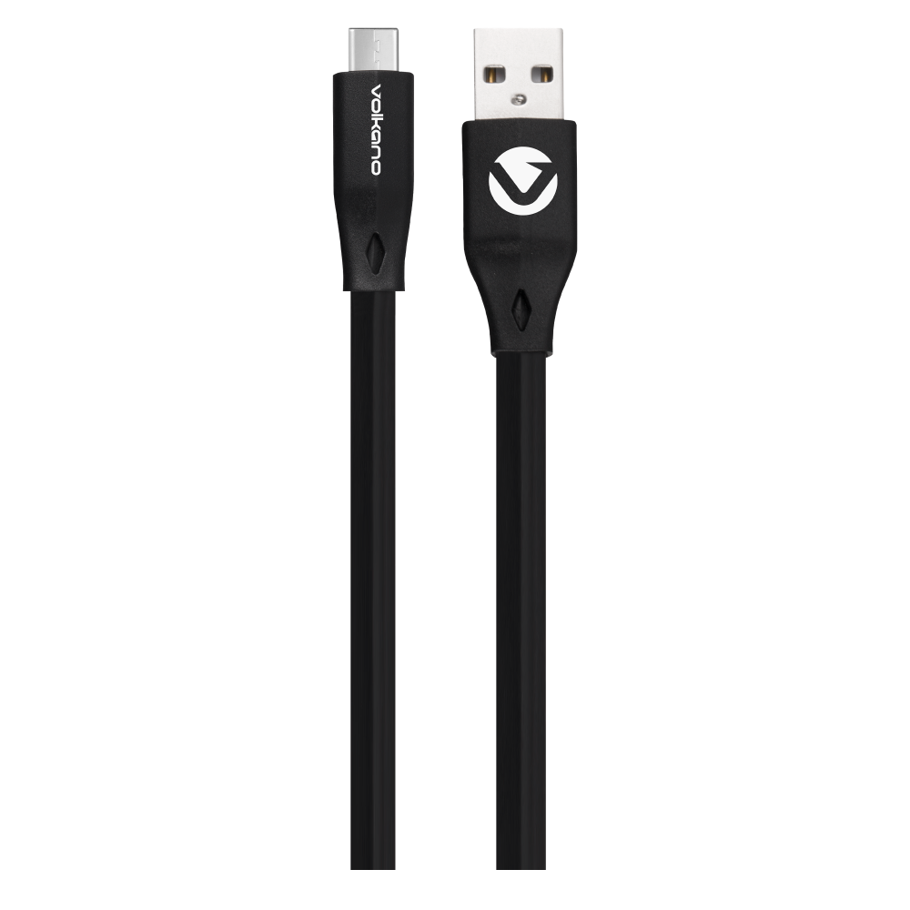 Volkano Slim Series Flat PVC Type-C Cable 1.2m – Black