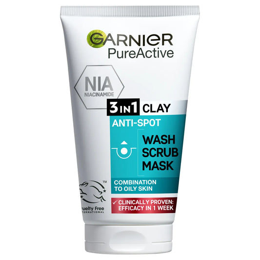 Garnier Pure Active 3-in-1 Wash, Scrub And Mask 150ml