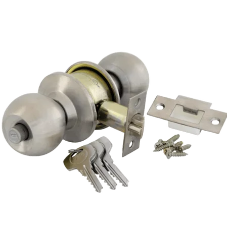 YALE Round Cylindrical Knobset - Satin Silver