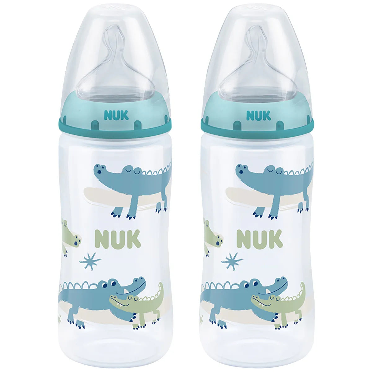 Nuk Temperature Control Bottle 300ml With Size 2 Silicone Teat 6-18m Twin Pack - Boy