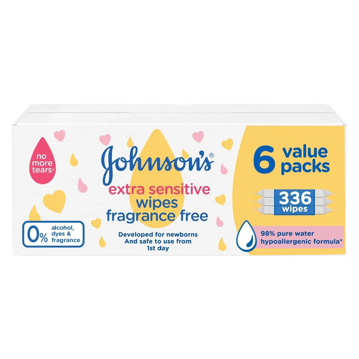 Johnson's Baby Wipes Extra Sensitive 6 Value Pack 336 Wipes