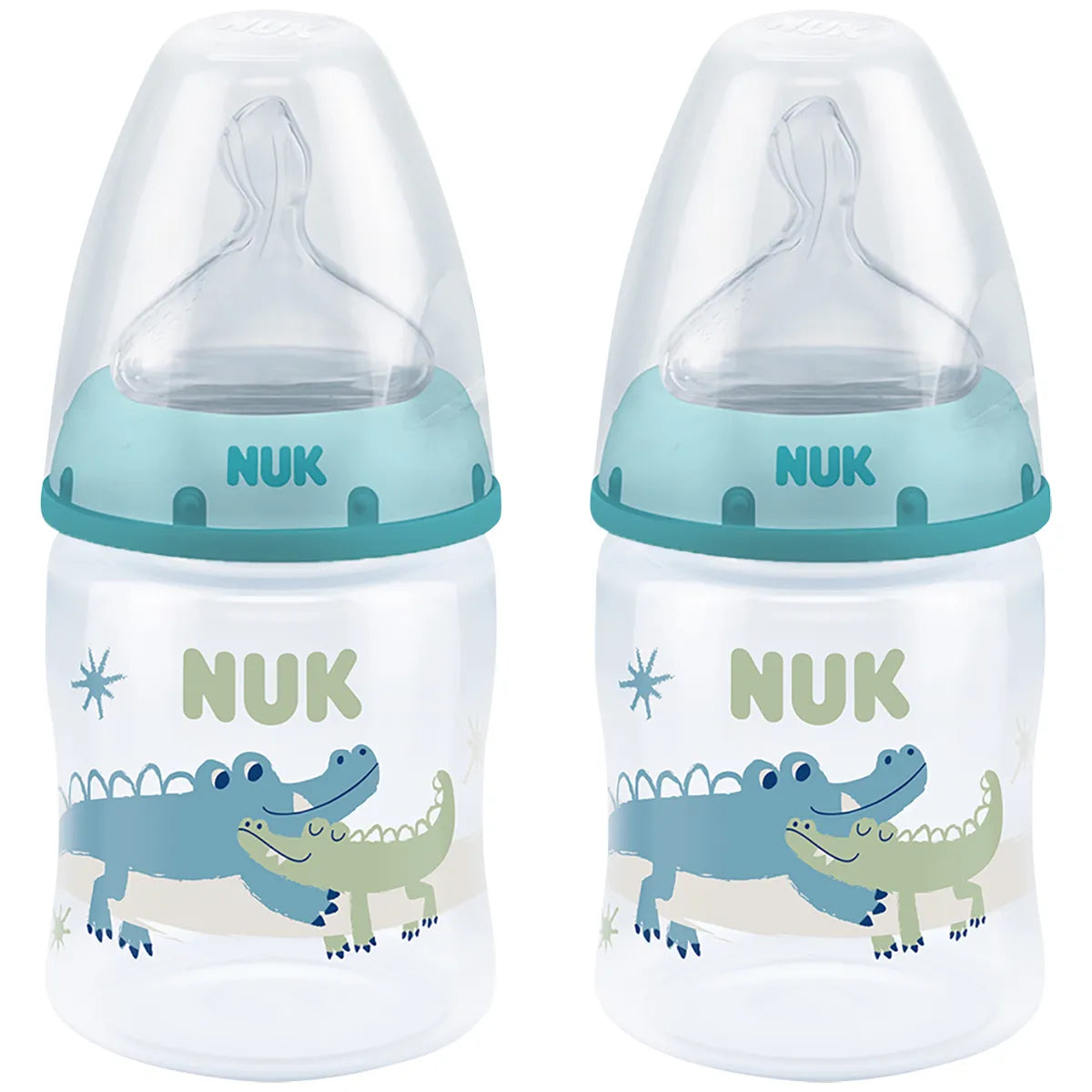 Nuk Temperature Control Bottle 150ml With Size 1 Silicone Teat 0-6m Twin Pack - Boy