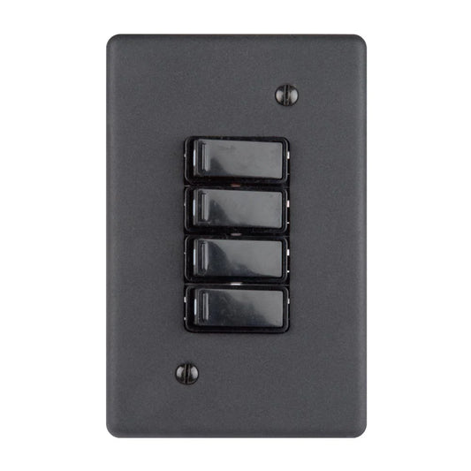 Lesco 4 Lever 1-Way Light Switch 4 x 2 - Matt Black