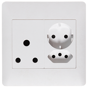 Lesco Apollo Socket 1x16A RSA + 1xV-Slim + 1x Schuko 100×100 AP44YXUN-WH