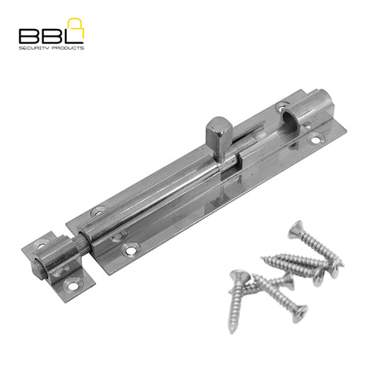 BBL Barrel Bolt Straight 100mm Brass Door Fitting BBF-BB100CP-1