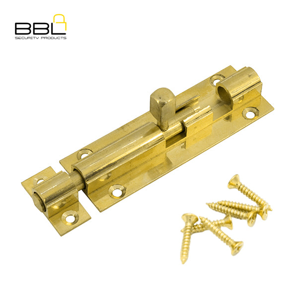 BBL Barrel Bolt Straight 75mm Brass Door Fitting BBF-BB75SB-1