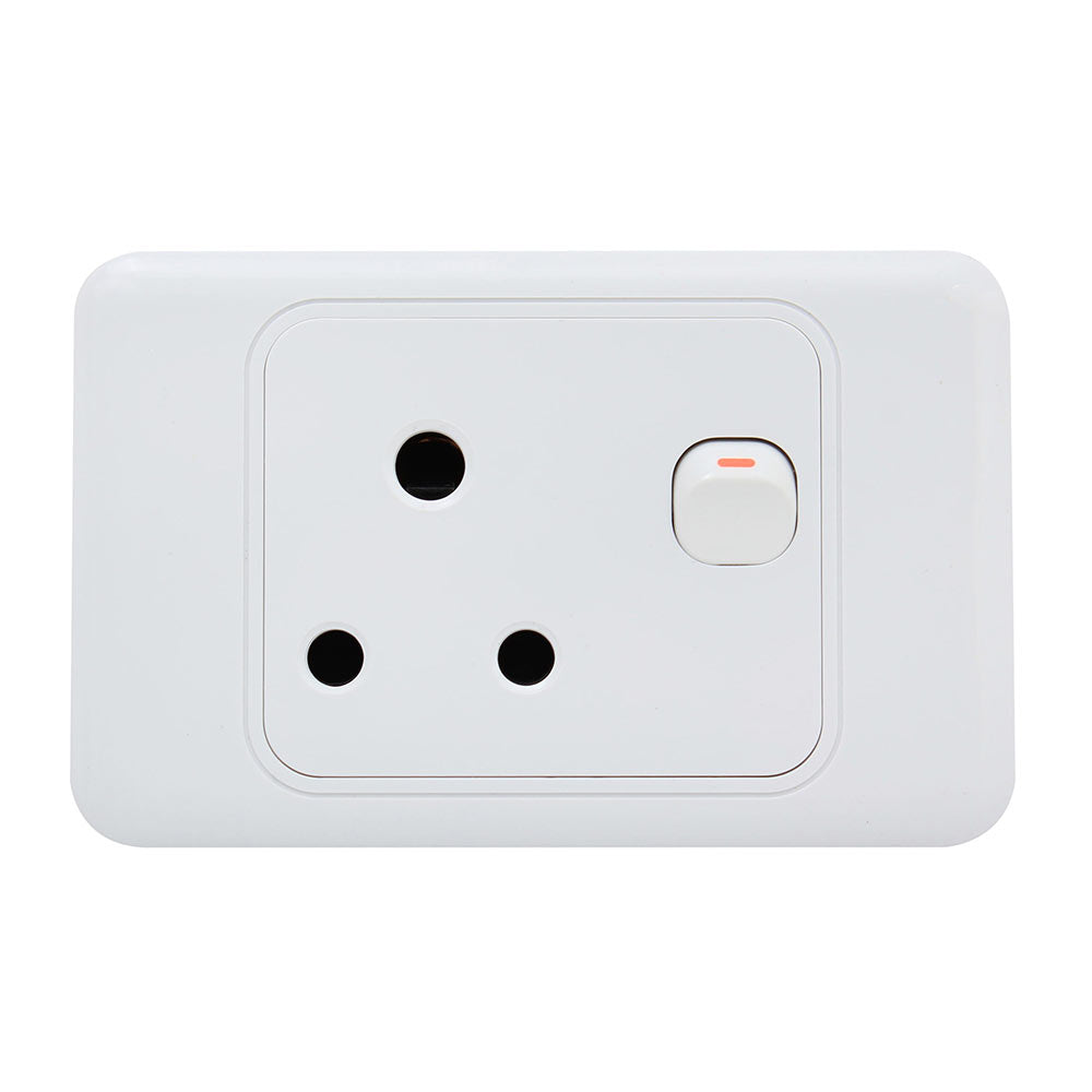 EUROLUX 1 x 16A 50mm x 100mm Plastic Wall Socket
