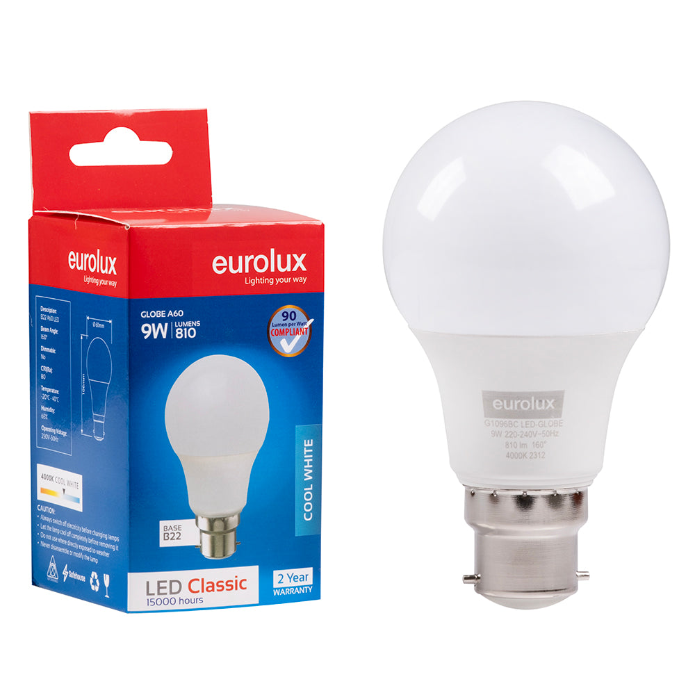 EUROLUX 9W B22 LED Classic Core LED - Single