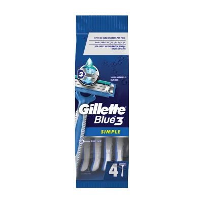 Gillette Blue 3 Simple Disposable Razor Bag (4's)