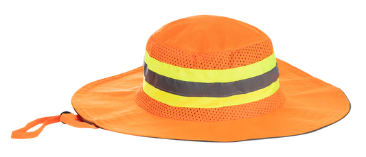 Brimmed Hat Orange with Reflector Tape