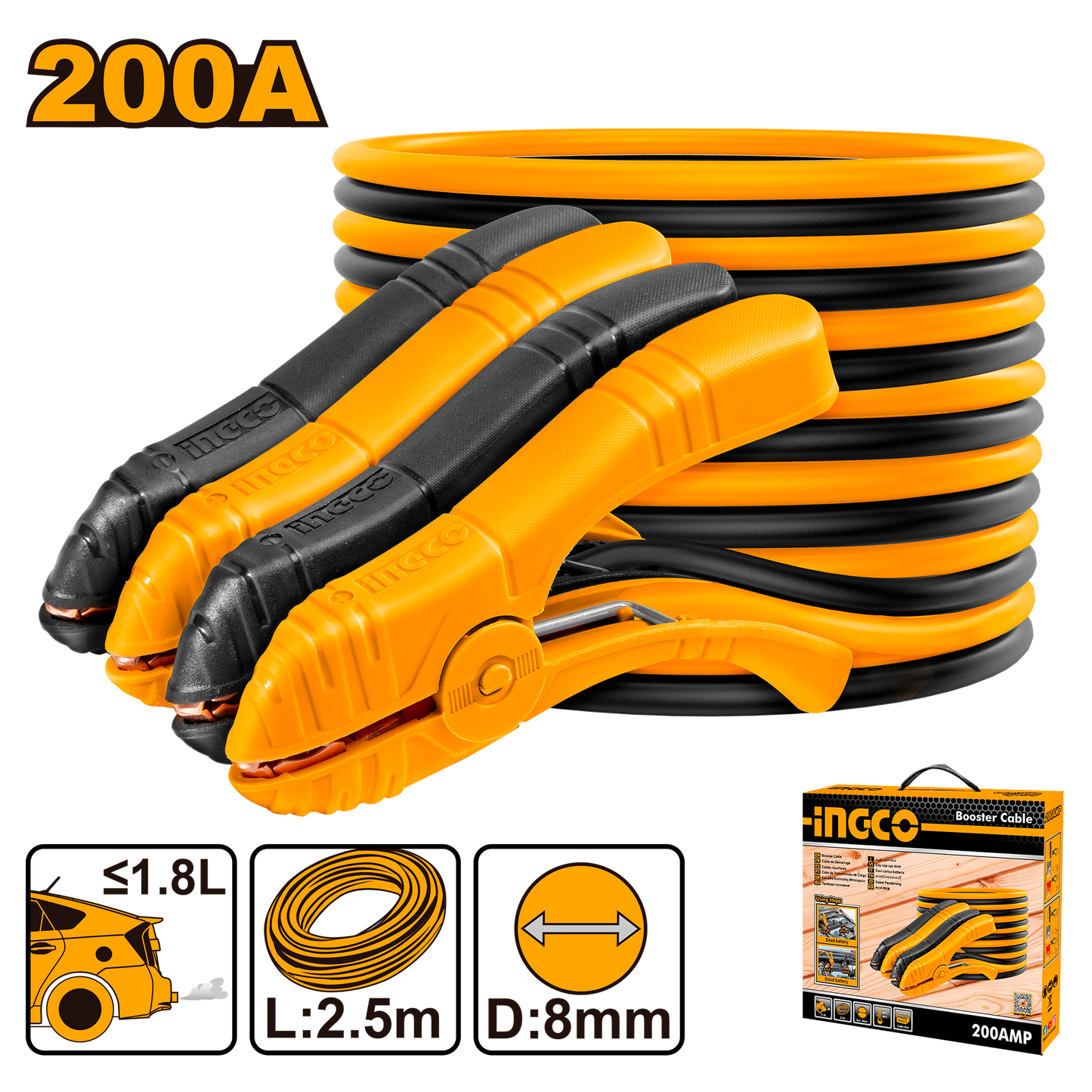 INGCO BOOSTER CABLE 200AMP IN BOX