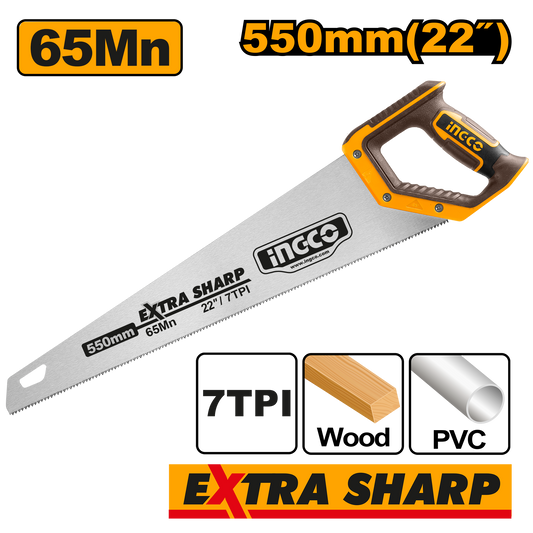 INGCO SAW HAND 550MM 7TPI BEV BLD