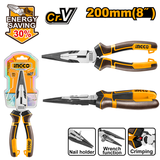 INGCO PLIER L/NOSE 200MM HL CR-V