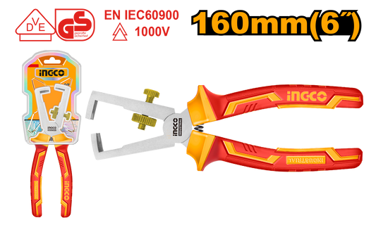 INGCO PLIER VDE 1000V 160MM WIRE STRIPPER