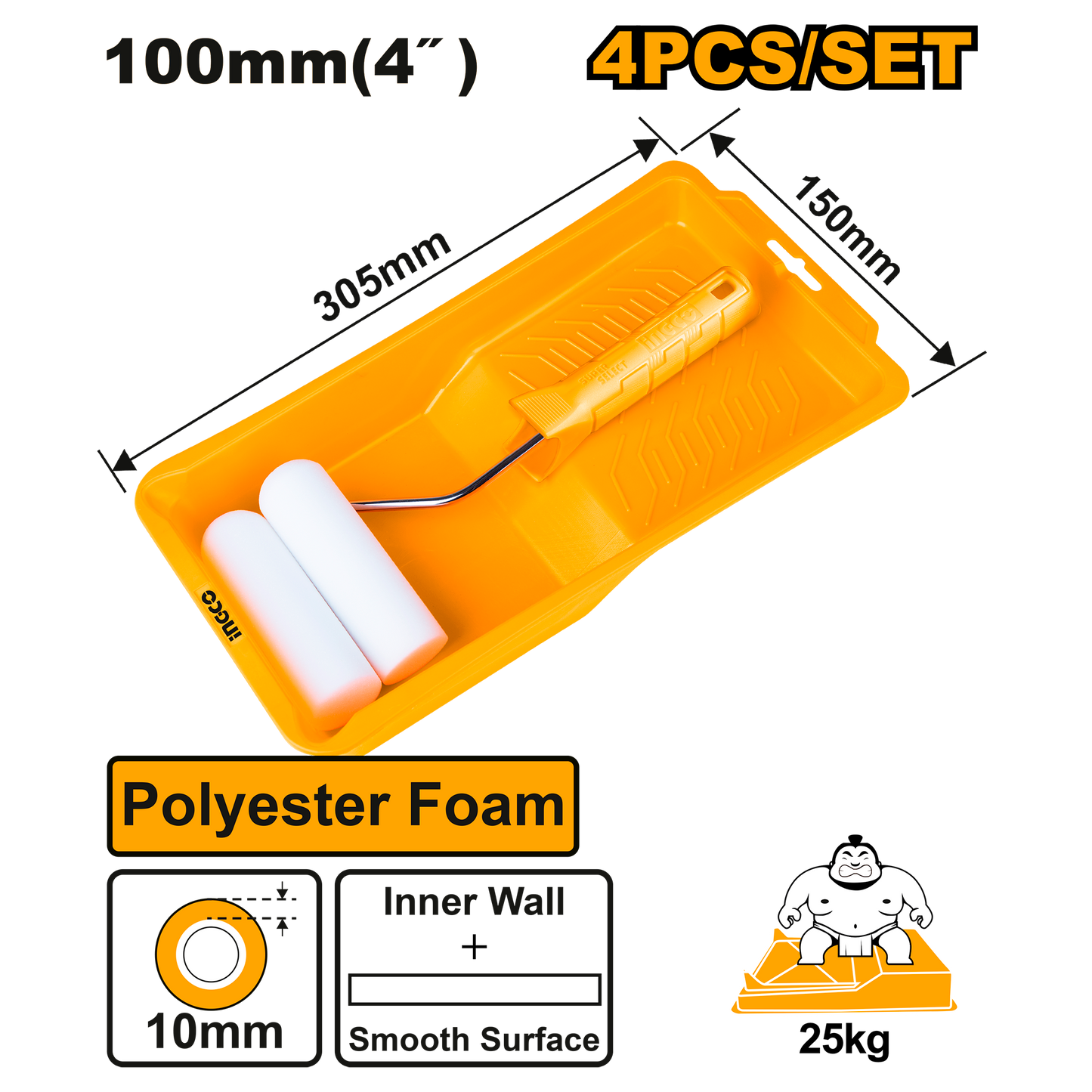 INGCO P/ROLL SET 4IN1 IW 100MM FOAM