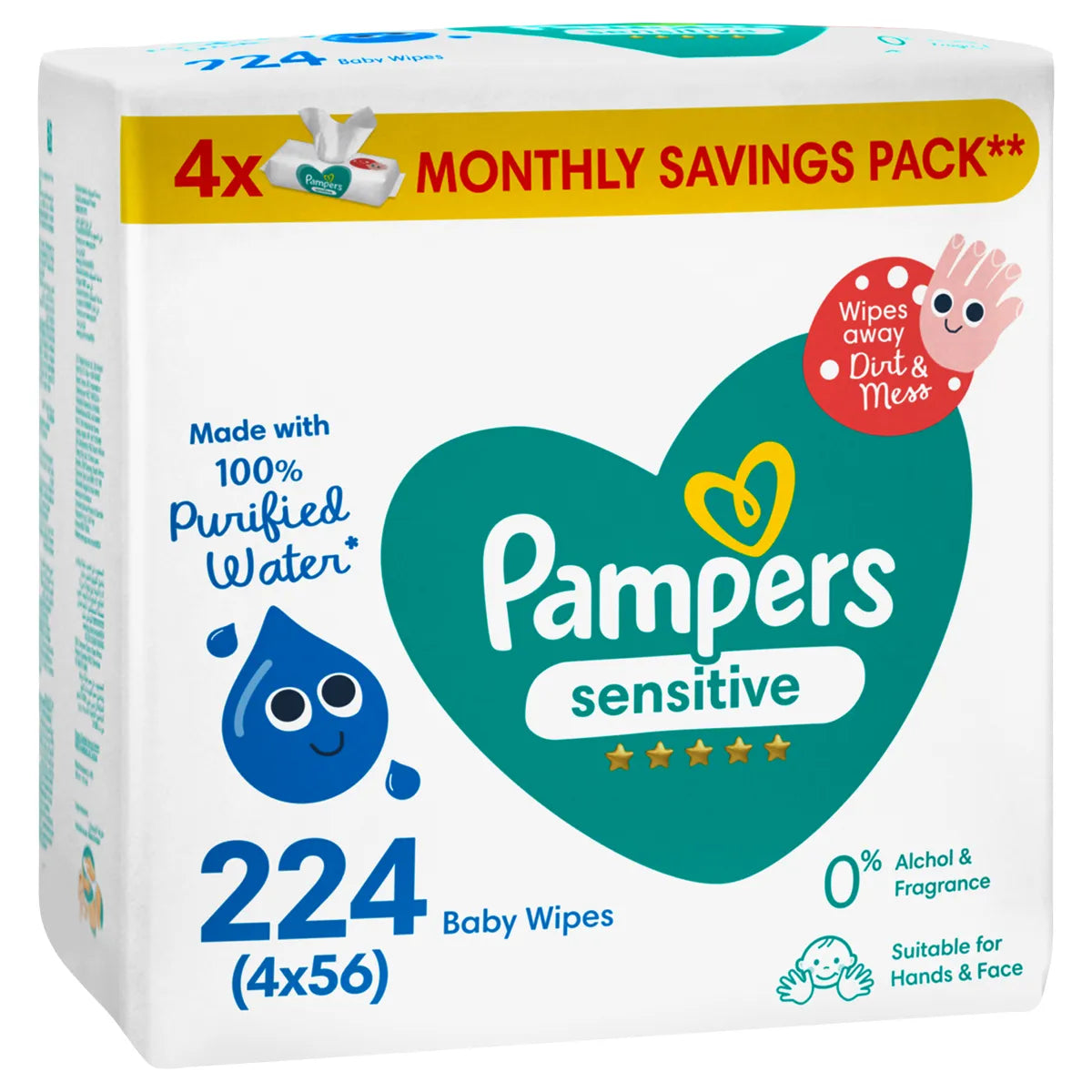 Pampers Baby Wipes Sensitive (4's - 4x56)