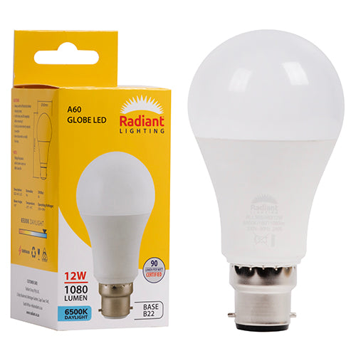 RADIANT A60 12w LED B22 6500K N