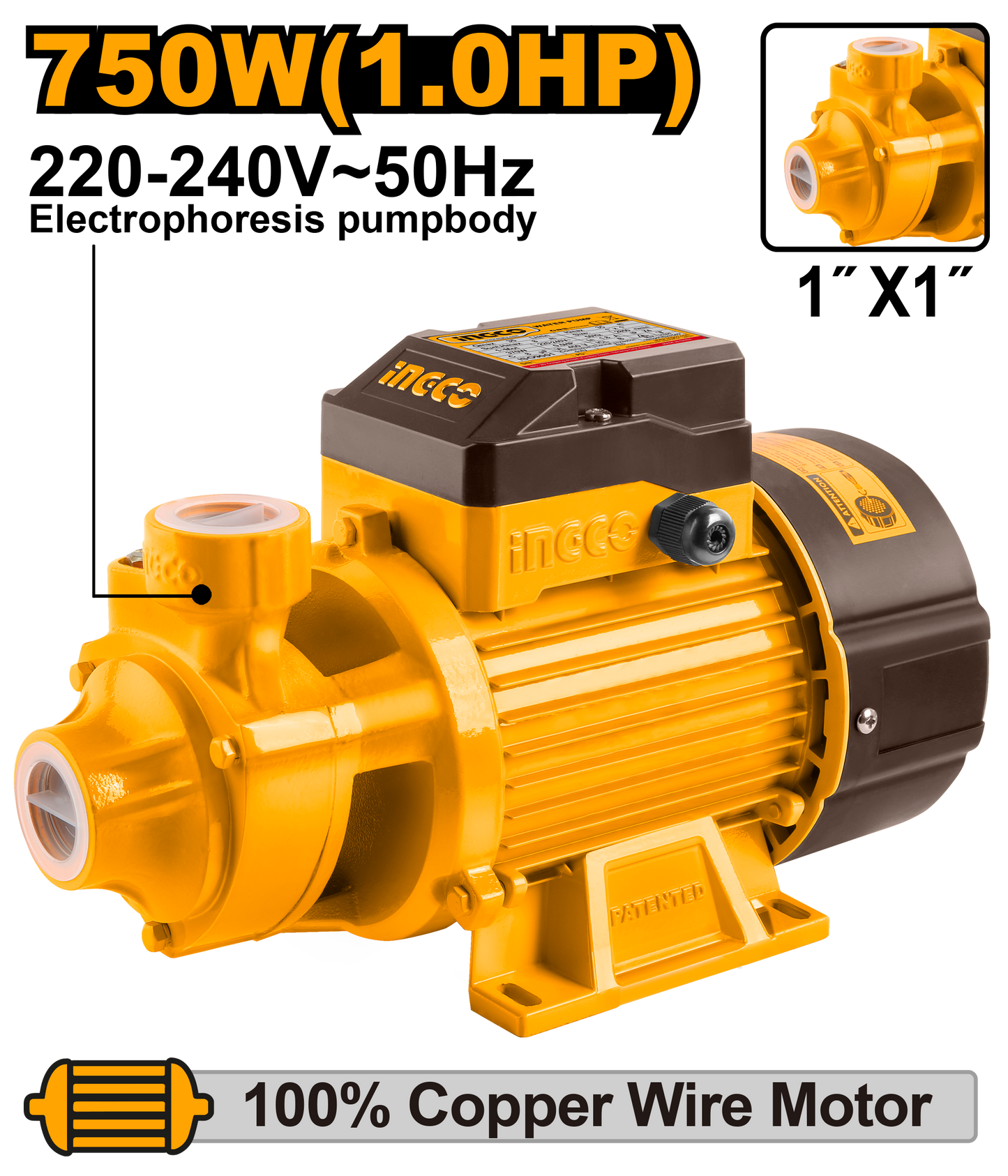 INGCO PUMP 750W MAX FLOW 50L/MIN