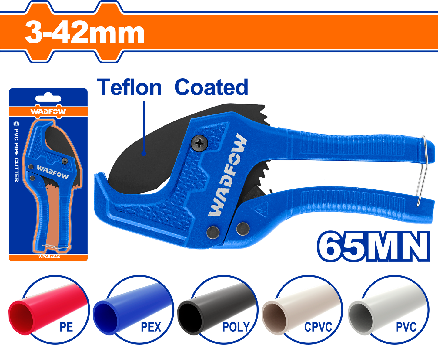 WADFOW PIPE CUTTER PVC 3-42MM 65Mn 203MM