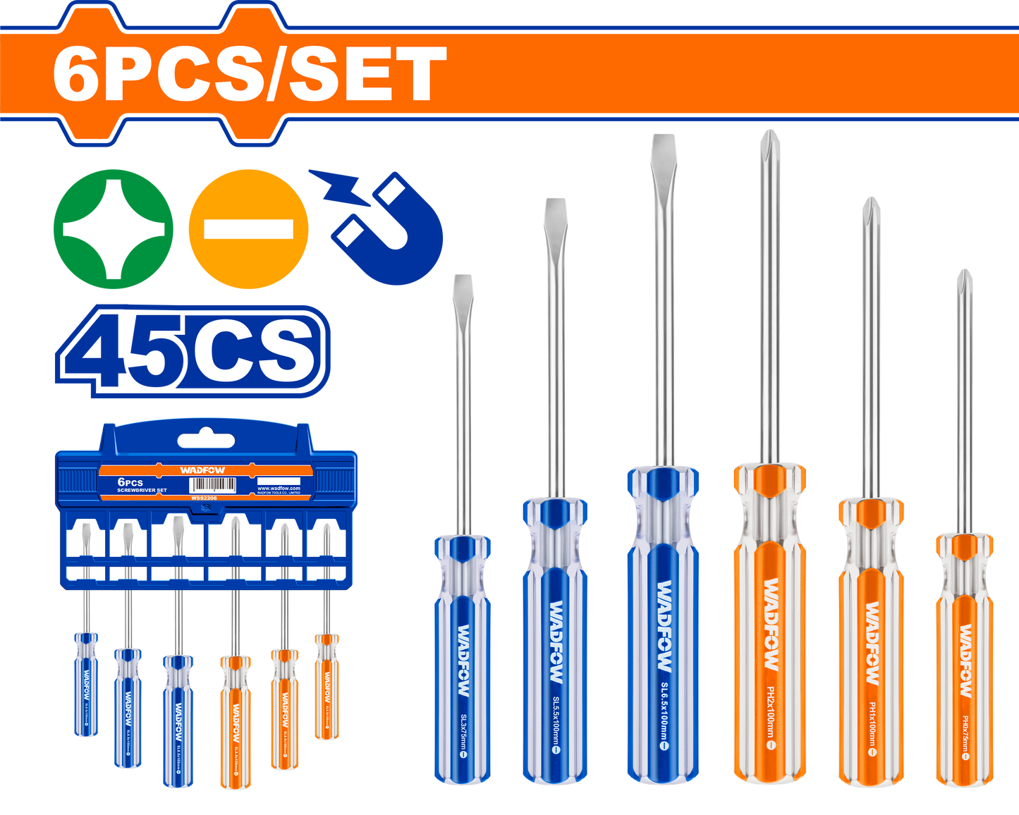 S/DRIVER SET MAG 45CS 6PCS
