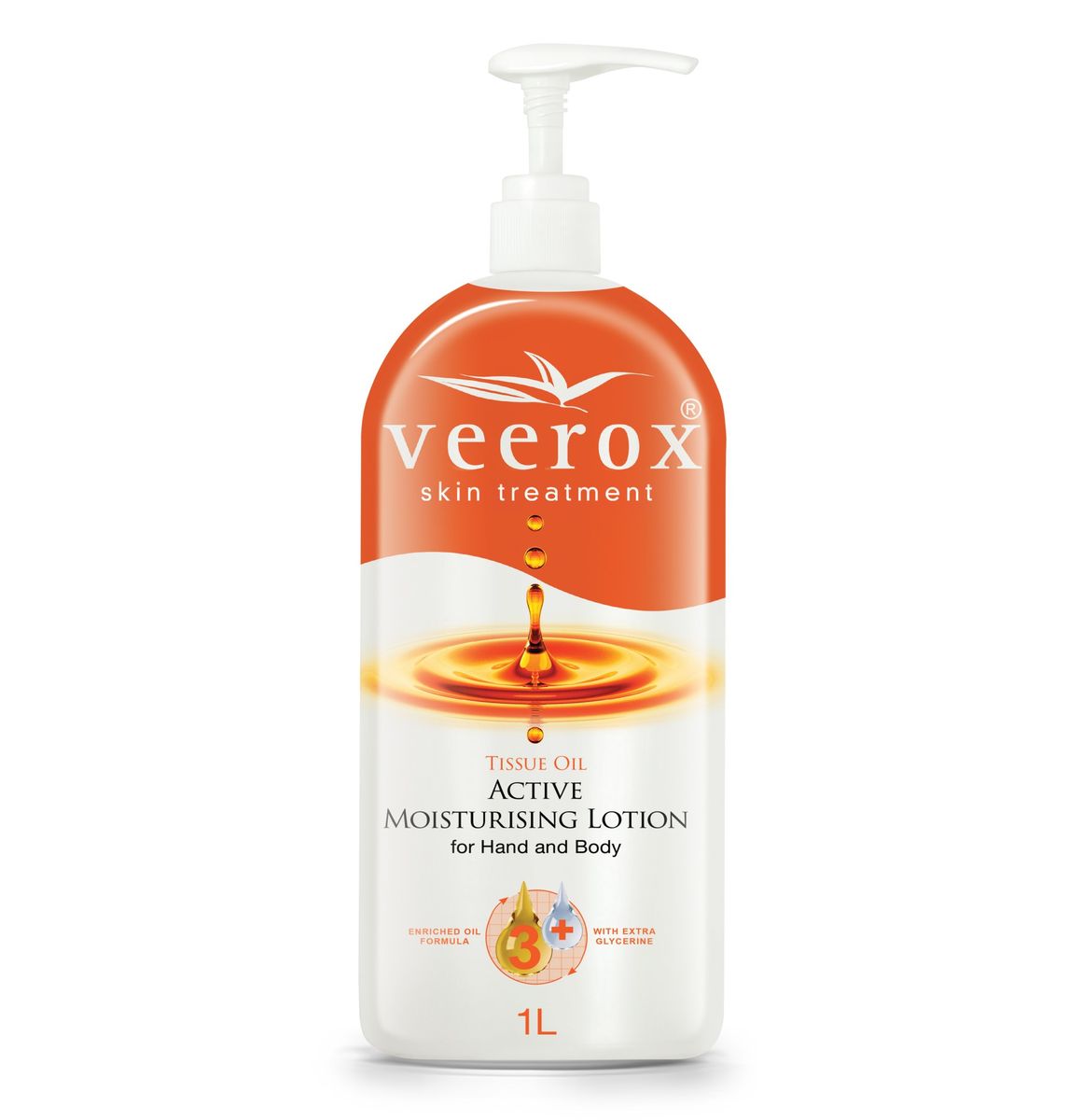 Veerox Active Moisturising Lotion with Tissue Oil - 1 Litre Pump