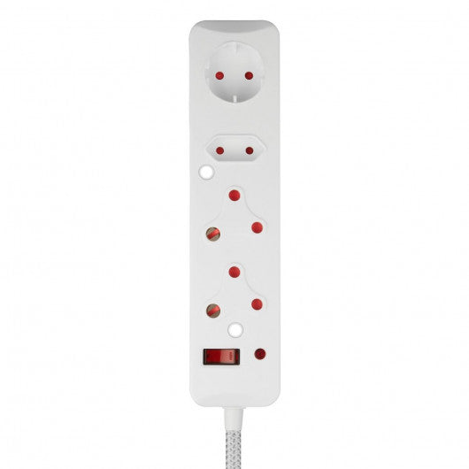 4 Way Medium Surge Protected Multiplug 0.5M Braided Cord White