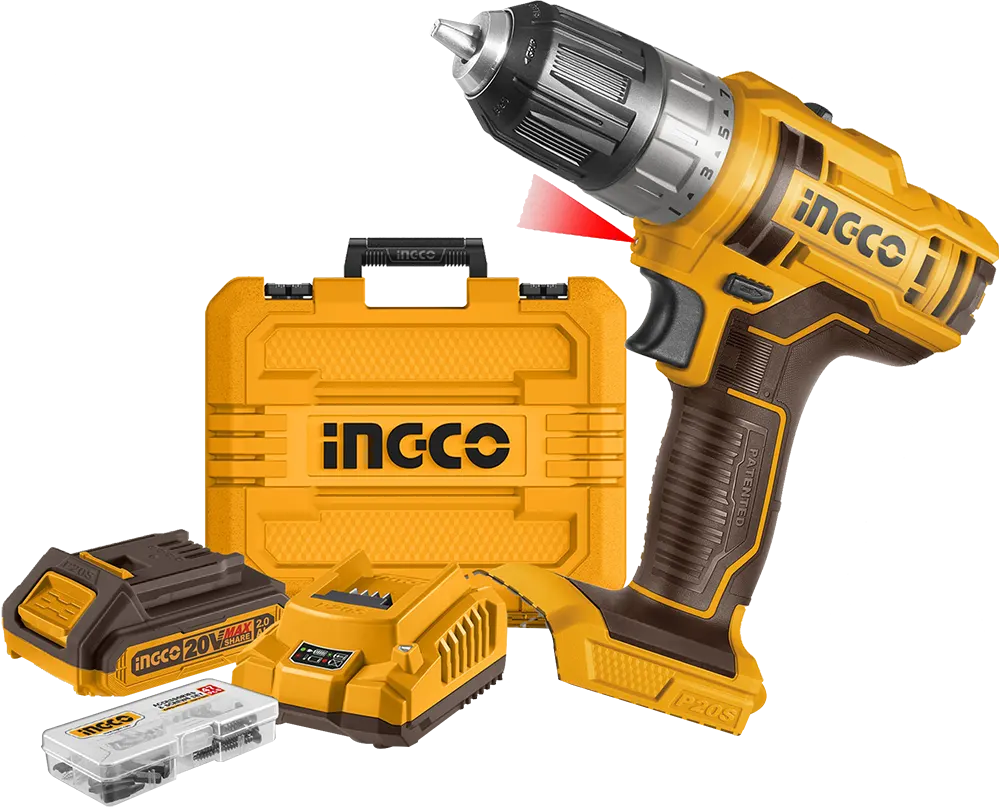 INGCO 20V PS+ C/L DRILL 45NM 47P ACC KIT INCL 2B & CHARG