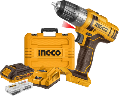 INGCO 20V PS+ C/L DRILL 45NM 47P ACC KIT INCL 2B & CHARG