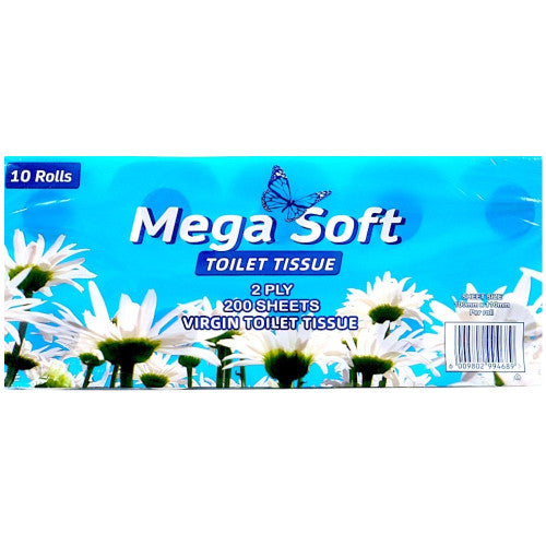 TOILET ROLL 2PLY 10s MEGA SOFT 200 SHEET
