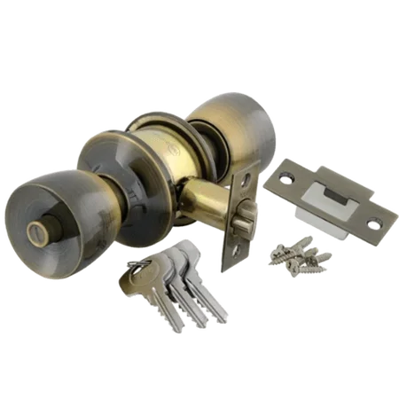 YALE Tulip Cylindrical Knobset - Antique Brass