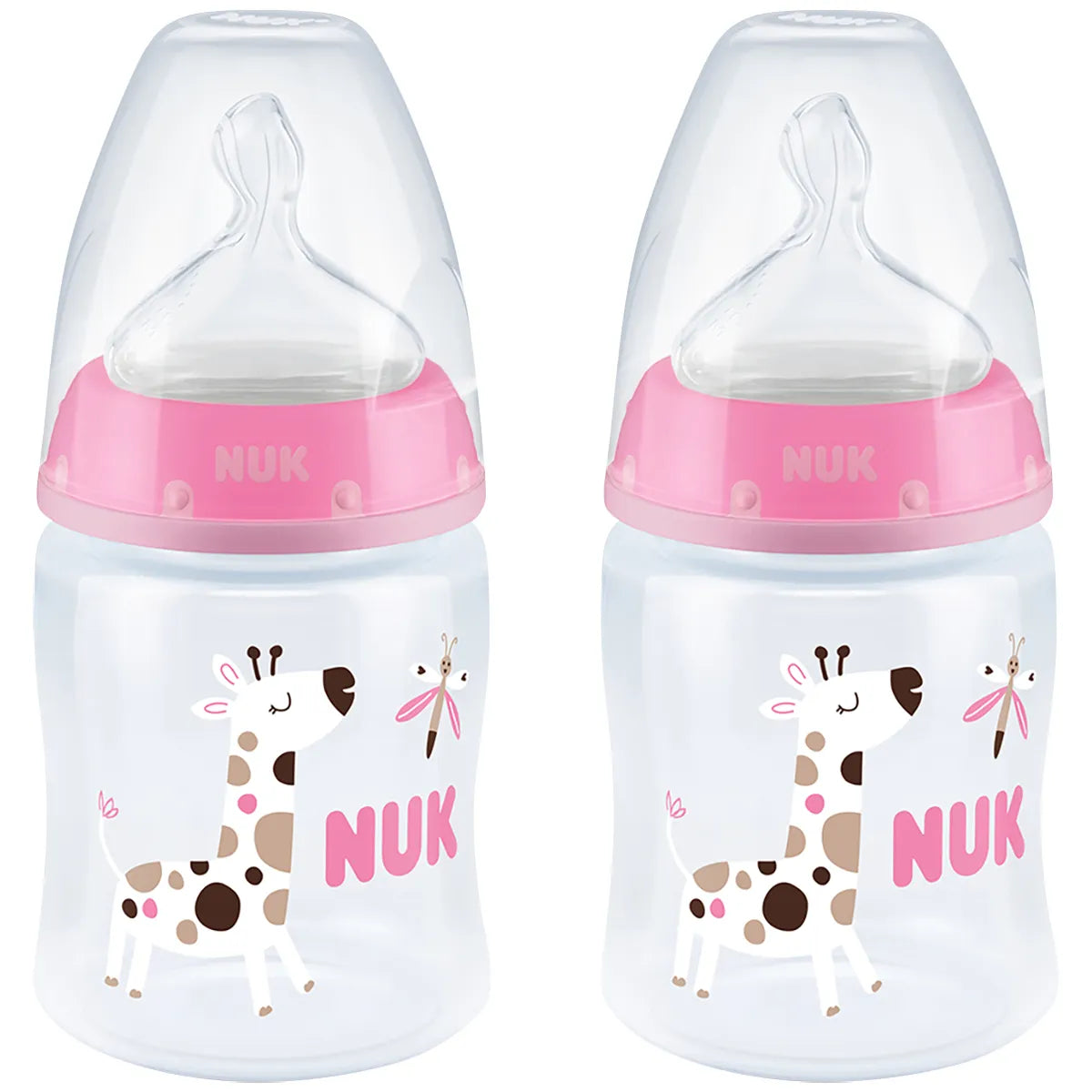 Nuk Temperature Control Bottle 150ml With Size 1 Silicone Teat 0-6m Twin Pack - Girl