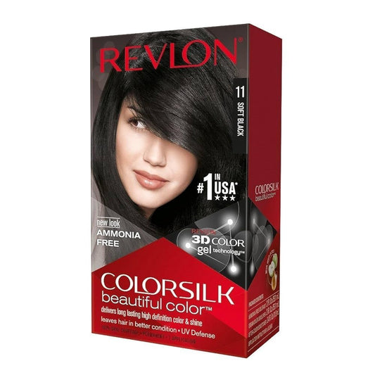 Revlon ColorSilk Beautiful Color Permanent Hair Color W/ Keratin, Soft Black #11