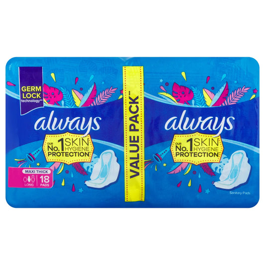 Always Long Maxi Thick Sanitary Pads (18 Pack)