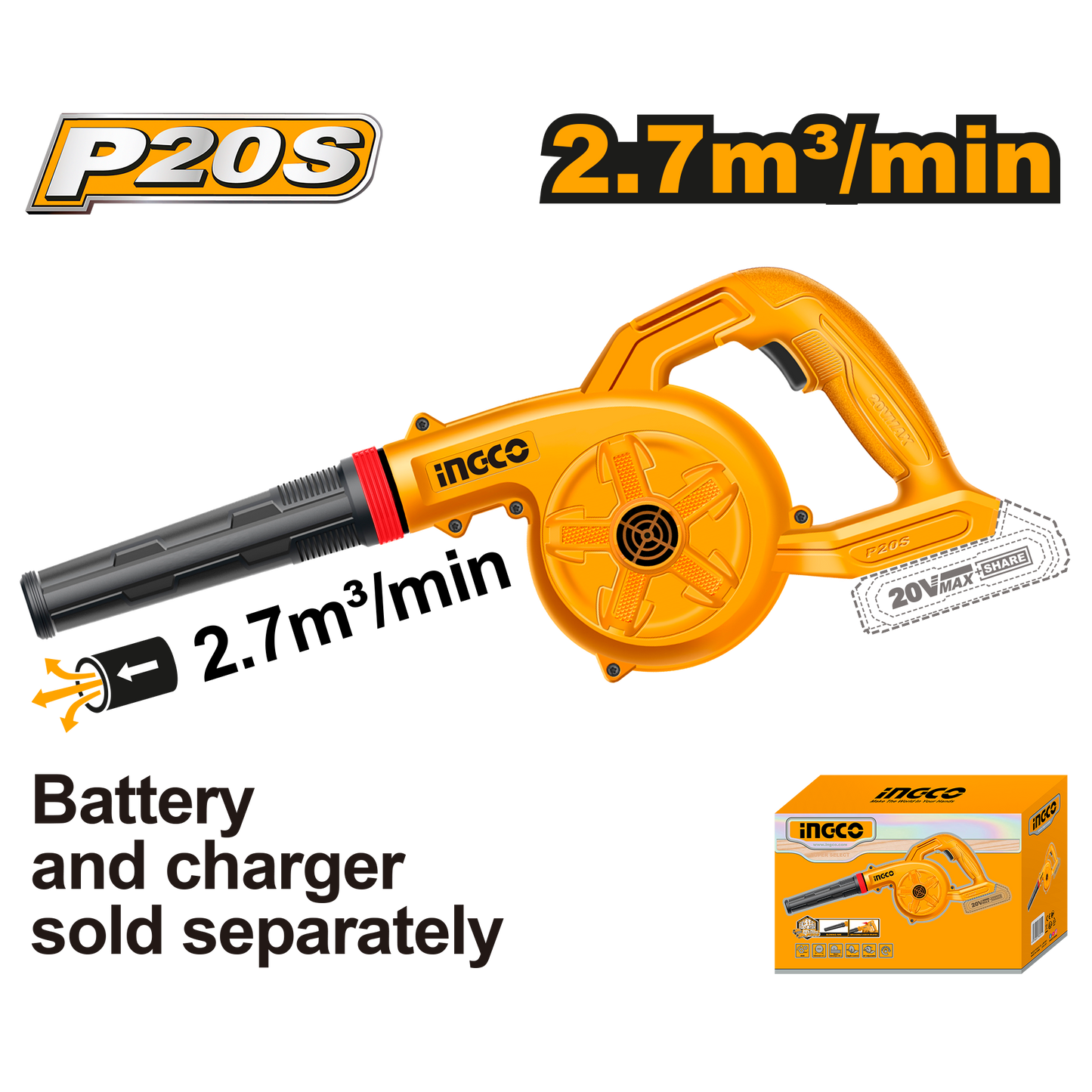 INGCO 20V PS+ C/L ASPIRATOR BLOWER