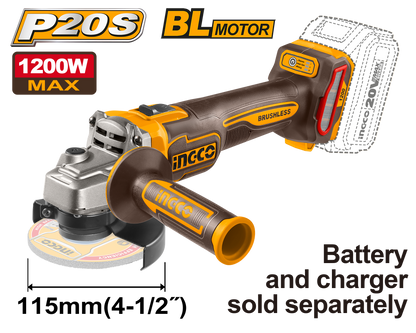INGCO 20V PS+ C/L GRINDER 115MM 1200W BRUSHLESS