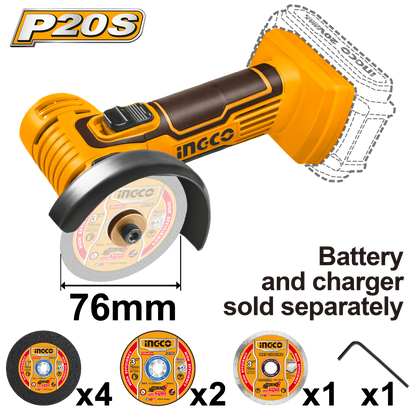 INGCO 20V PS+ C/L GRINDER 76MM  8P