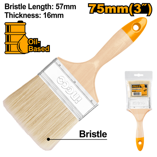 INGCO PAINT BRUSH 3 75MM WOOD HND