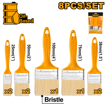 INGCO PAINT BRUSH PLASTIC HANDLE 8PC