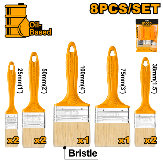 INGCO PAINT BRUSH PLASTIC HNDL 8PC