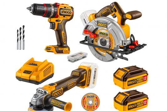 Ingco 20V 3pcs Set- Angle Grinder/Drill/Circular Saw