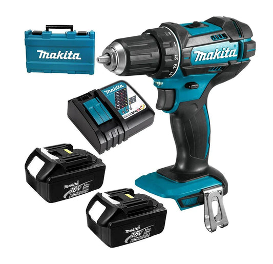 Makita Cordless Impact Drill DHP482ZJ, 2x Battery, Charger & Carry Case