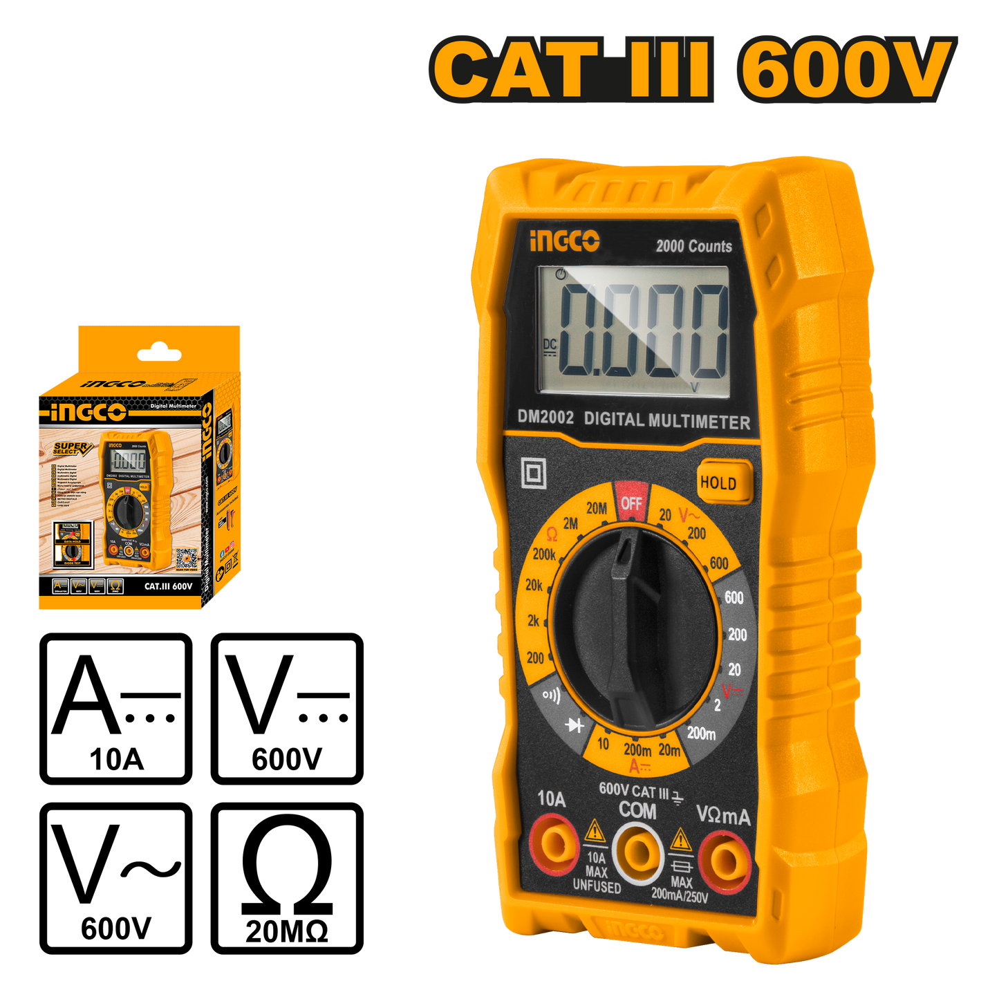 INGCO MULTIMETER DIGITAL AC/DC 600V