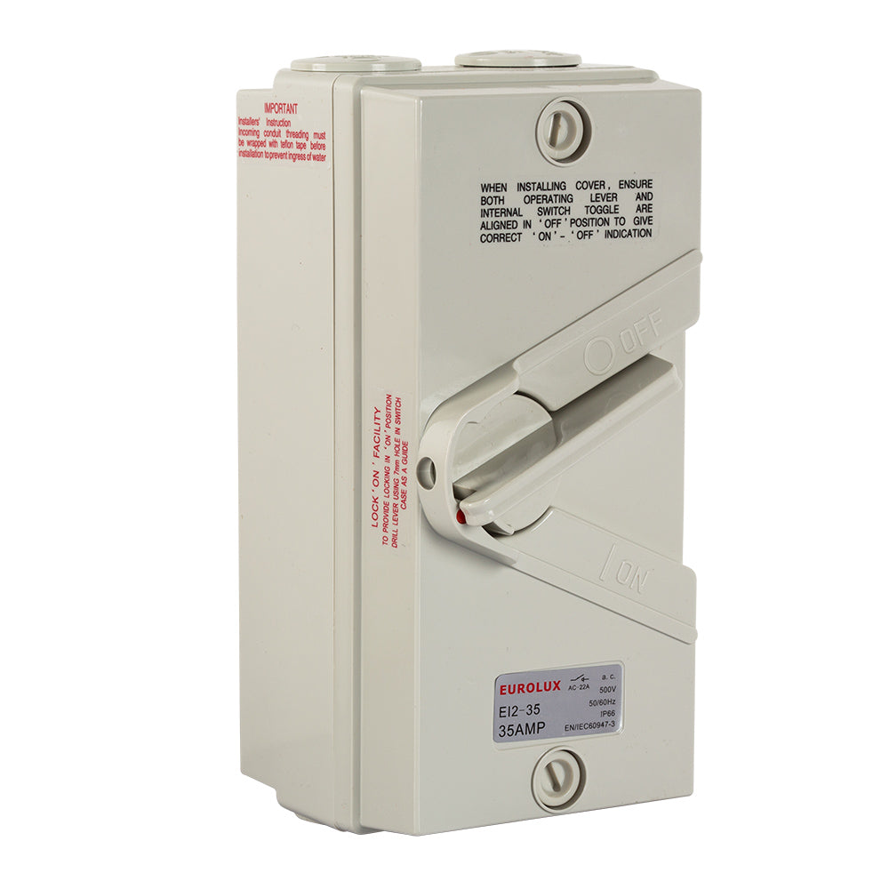 EUROLUX Isolator Switch 2 Pole 35 AMP 250V IP66
