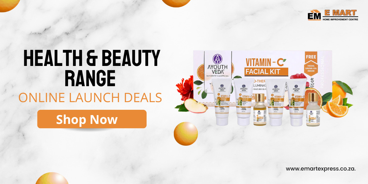 Health and beauty products with a 'Shop Now' button on a white marble background