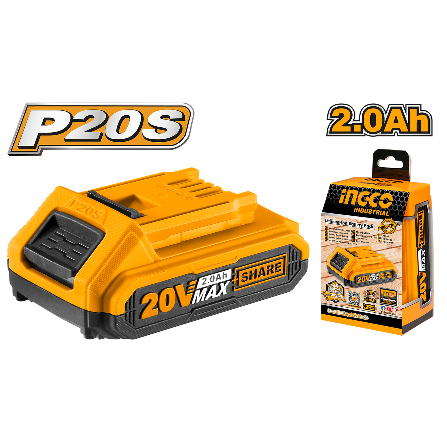 INGCO 20V PS+ C/L BATTERY  2.0AH