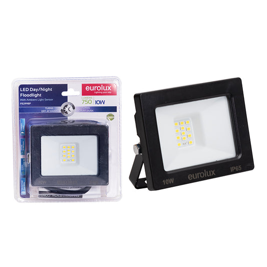 EUROLUX LED 10w Floodlight Black with Day Night Sensor