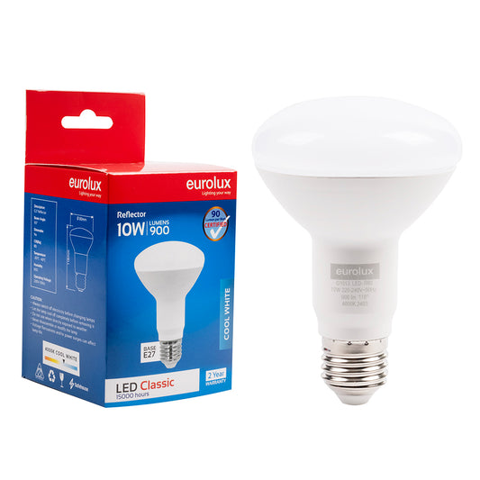 EUROLUX Cool White E27 10W R80 LED Reflector