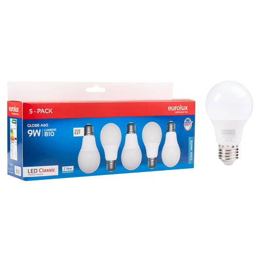 EUROLUX 9W A60 LED - 5 pack